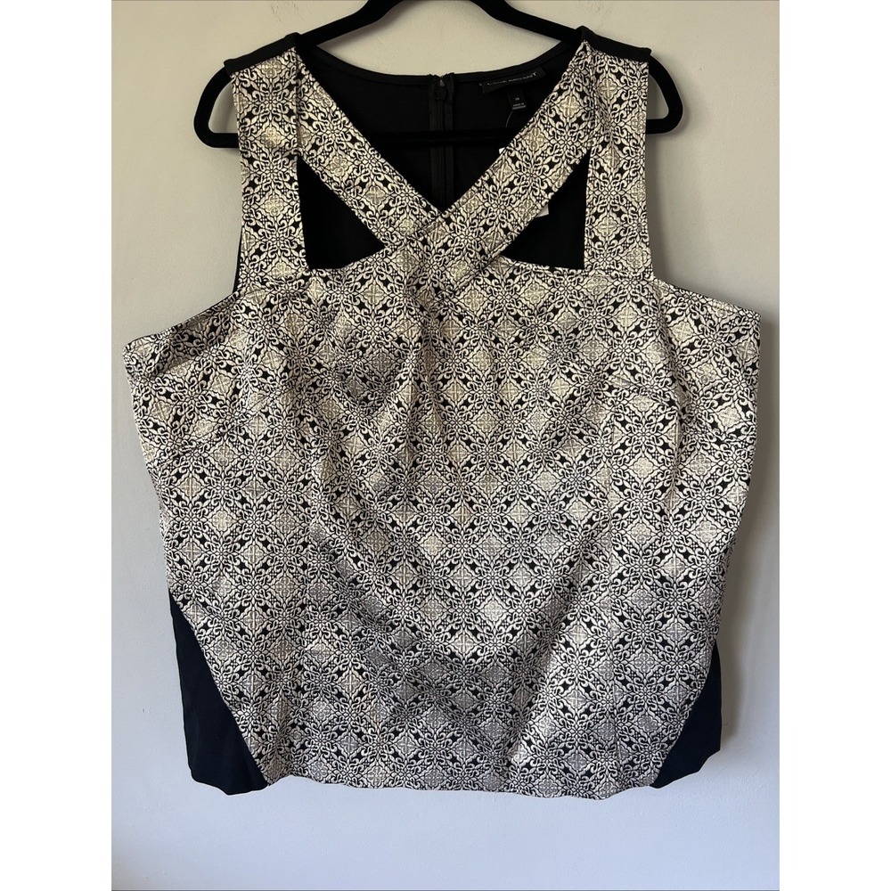 NWT Lane Bryant Gold Brocade Cross-Strap Sleeveless Top Blouse Size 28 Holiday